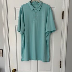 Vineyard Vines Men's Performance Polo Shirt Large Stretch Blue Micro Stripe